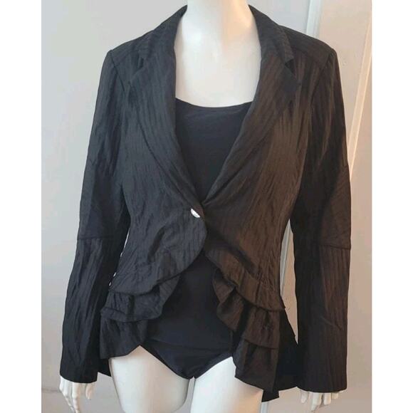 Deca Womans Jacket Blazer Tails Light Sz 12 Cotton Layered Fairycore Whimsigoth - Picture 1 of 11